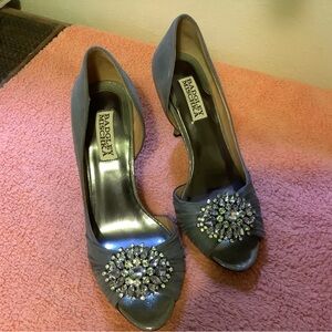 Badgley Mischka Silver Embellished Pumps